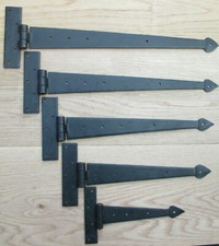 PAIR OF HAND FORGED blacksmith traditional rustic old english door t tee hinges 