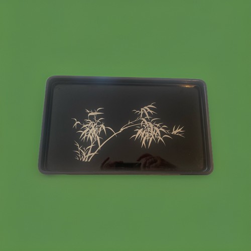 Lacquered black tray - black,