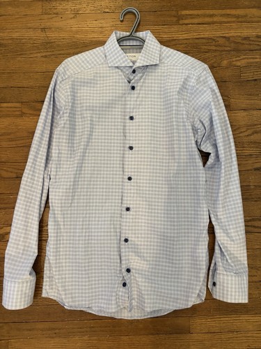 Eton checkered slim button - checkered, up