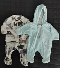 BABY BOY FLEECE ROMPER/ SLEEPSUIT (UPTO 1 MONTH) & VELOUR PRAM SUIT (TINY BABY)