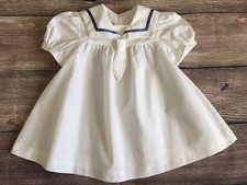Laura Ashley Vintage Mother&Child Label Rare White/Blue Sailor Dress, 12 Months