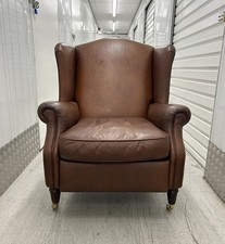 Laura Ashley Southwold Brown Leather Recliner Wingback Armchair