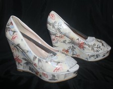 BNIB White Floral Peep-toe
