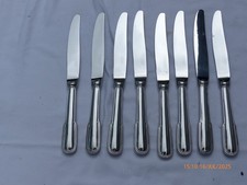 8 GUY DEGRENNE 18-10 STAINLESS STEEL PERLES PATTERN DINNER KNIVES