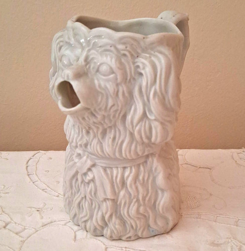 Antique white dog jug - antique,
