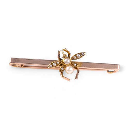 Antique gold insect brooch - gold,