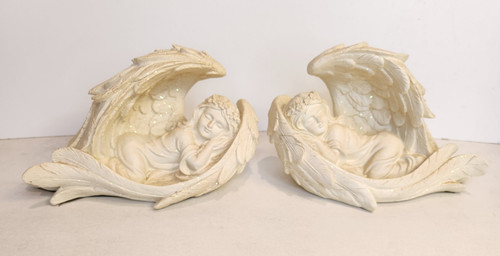 Pair sleeping cherubs - pair, of