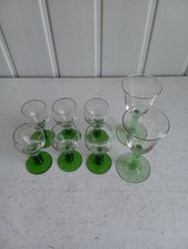 8x Vintage Green Stemmed Aperitif Glasses 2 Styles BR