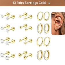 12 Pairs 14K Gold Surgical