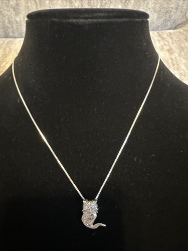 Sterling silver cat necklace - sterling,
