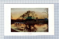 C4086) OXFORD Merton Street / The Barges  -  SMALL c.1900 Book Print