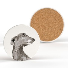 Whippet Artwork Decorative Gift Dog Lover Ceramic Round Coaster Cork Base