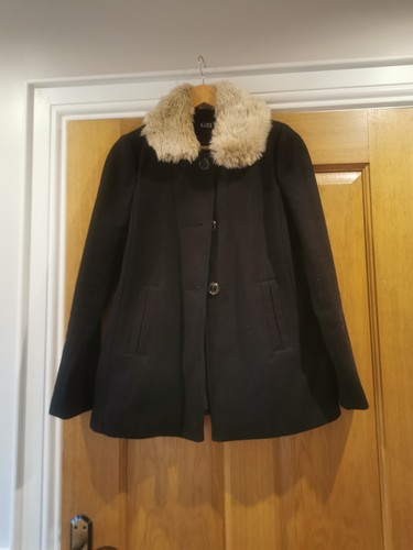 Ladies smock style coat black - coat.,