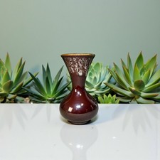 Vintage Kernewek Cornwall Brown Honeycomb Glaze Bud Vase 19cm Height