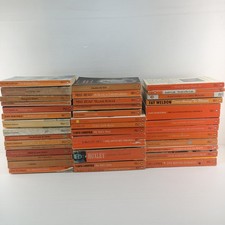39x Penguin Orange Spine Cover Mixed Author Vintage Shelf Decor Fill Book Bundle