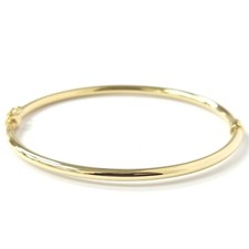 9ct Gold Bangle Plain Hinged Safety Catch 3.2g 2.8mm