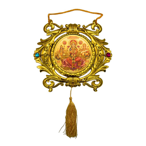 Plastic gold toran with mata - with,
