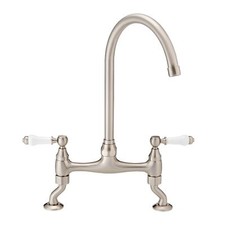 Kitchen Mixer Tap Astbury Lever Bridge Swivel Faucet Brushed Nickel ENKI KT103