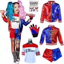 Kids Girls Costume Suicide Squad Harley Quinn Fancy Dress Cosplay Costume Outfit