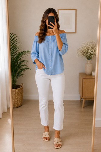 River island blue bardot - island, top