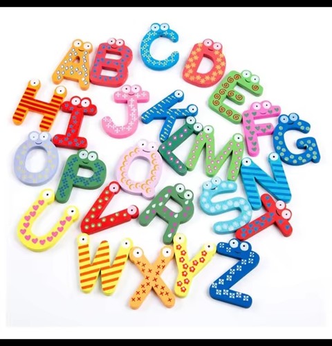 Wooden magnetic alphabet - wooden,