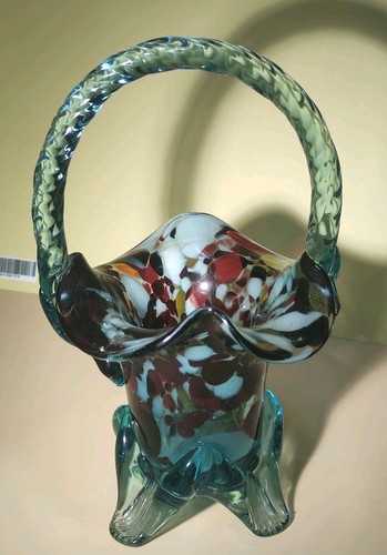 Murano italian glass basket - glass,