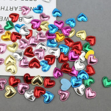 Heart fabric appliques, mixed 17mm metallic heart shapes, heart embellishments,