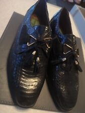 Giorgio Brutini Genuine Snakeskin Shoes Size 6 Black Lace-up Design Italian made
