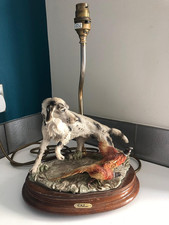 Vintage V Badari Ornate Table Lamp English Setter Hunting Dog With Pheasants