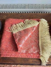 TERRACOTTA JACQUARD FRINGED RUG THROW WALL HANGING MANOR HOUSE HOME DECOR