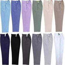 WOMENS TROUSERS LADIES HALF ELASTICATED STRETCH WAIST WORK OFFICE POCKETS PANTS