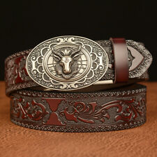 men's belt cowhide casual cowboy personality Leather goat retro automatic buckle