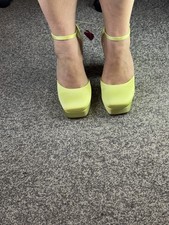 Lime Satin Ankle Strap Block