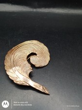 Gold Tone Feather Brooch