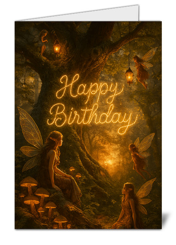 Fairy birthday card winged - fairy,