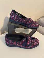 Cosyfeet Ladies Slippers Shoes Wide Fit Sally Floral (6E Width Fitting) - Size 5