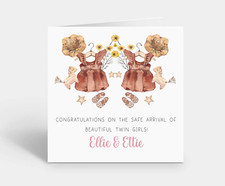Personalised Twin Girls Card