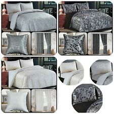 3Pcs Duvet Cover Set Jacquard Quilted Bedding Set Matching Curtains & Cushions 