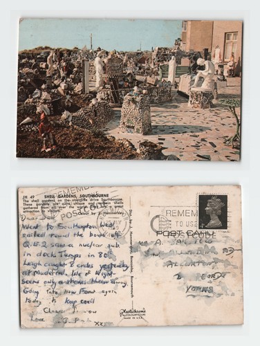 Vintage postcard shell - postcard, gardens