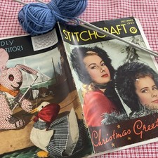 Vintage STITCHCRAFT December 1943 ~ Wartime Knitting Sewing Xmas Patterns