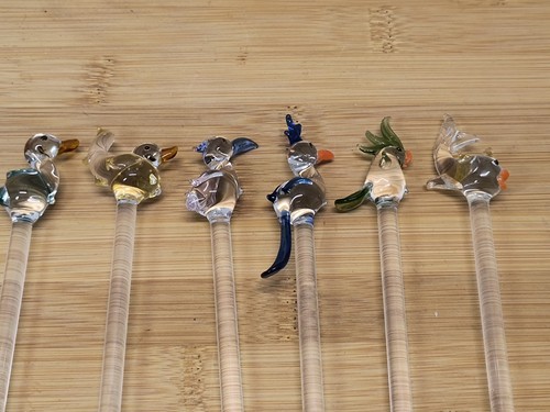 Blown glass figural swizzle - glass,