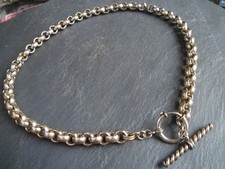 CHUNKY HEAVY 145g Gold Tone Double Albert Pocket Watch Chain / T-Bar Necklace