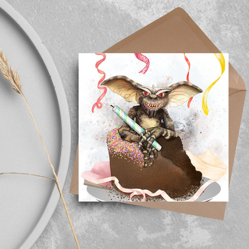 Gremlins birthday card stripe - birthday, card,