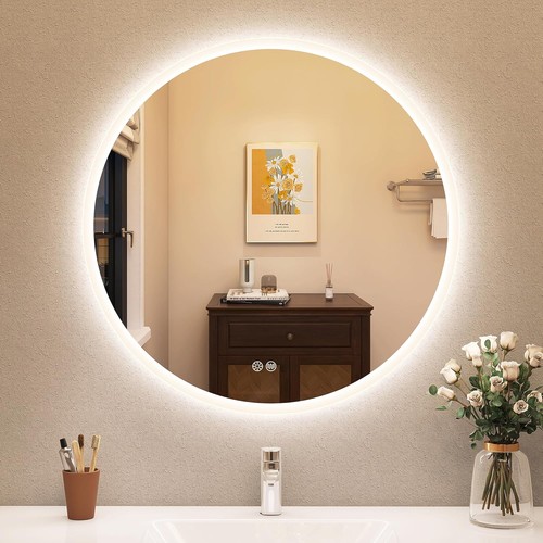 Round led bathroom wall mirror - round,