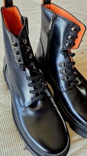 $700 SANTONI Faiden High Top Leather Heavy-duty Boots with CAOUTCHOUC Sole UK8.5
