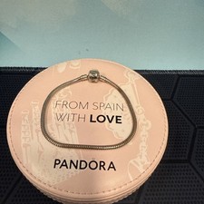 Genuine Pandora Snake Chain Barrel Bracelet 21CM S925 ALE +both boxes plz read