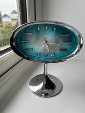 Japanese Rhythm Space-Age Alarm Clock Retro Blue working order,see video .