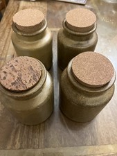 Lovely  Set Of 4 Stoneware Jars With Cork Lids.