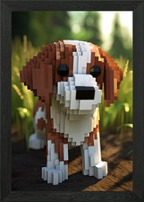 Brittany Spaniel 8bit Framed