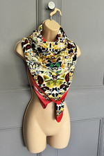 Ladies Red  Art Butterfly  Design Print Long Large Neck Silk Scarf Womans Shawl